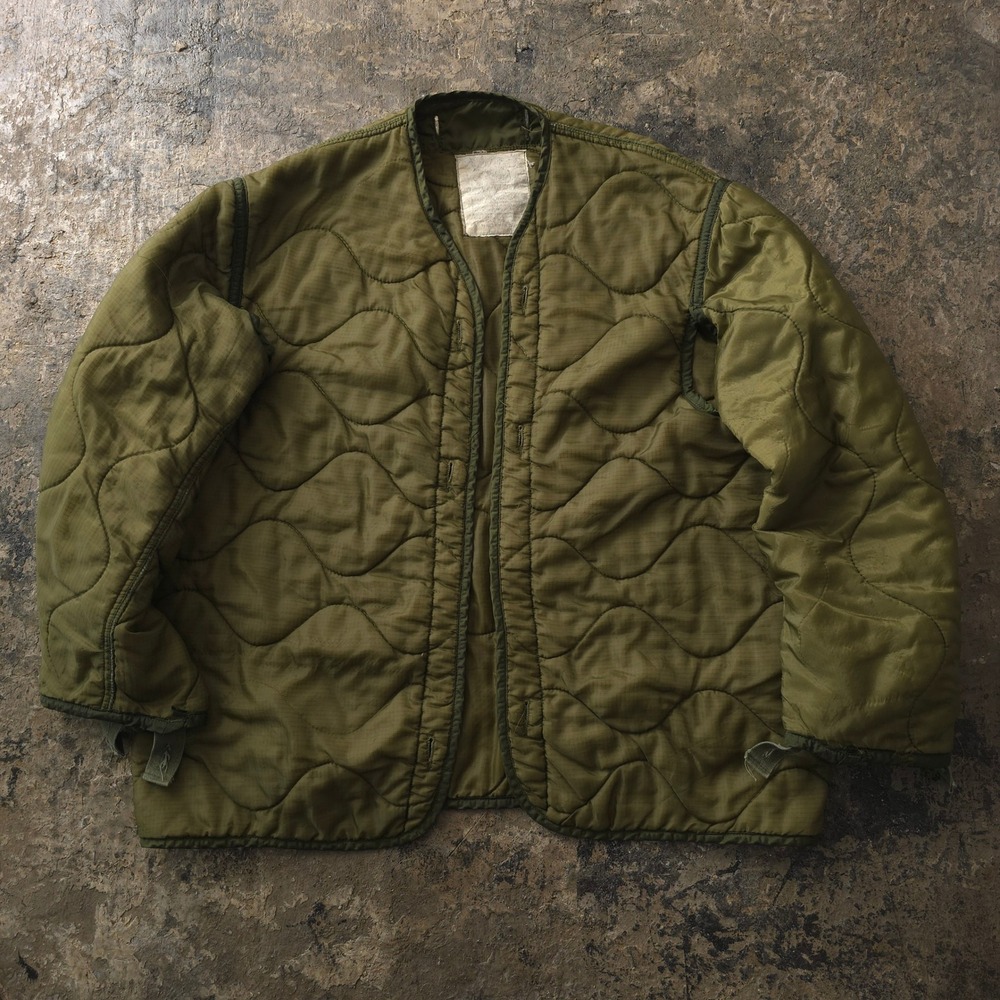 Vintage 80s Green Quilted M65 Field Jacket Liner Large Made in USA